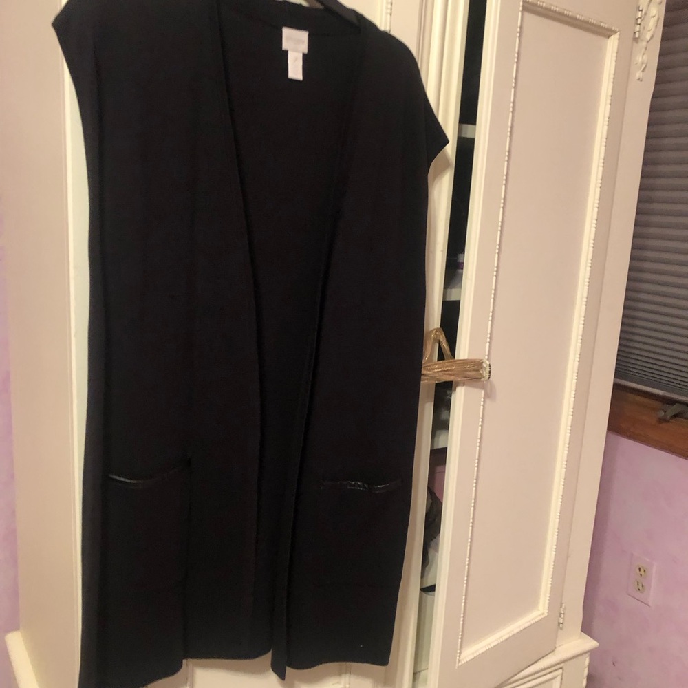 Stylish long sleeveless fine knit sweater vest